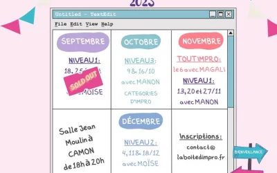 Calendrier de nos prochains stages d’impro